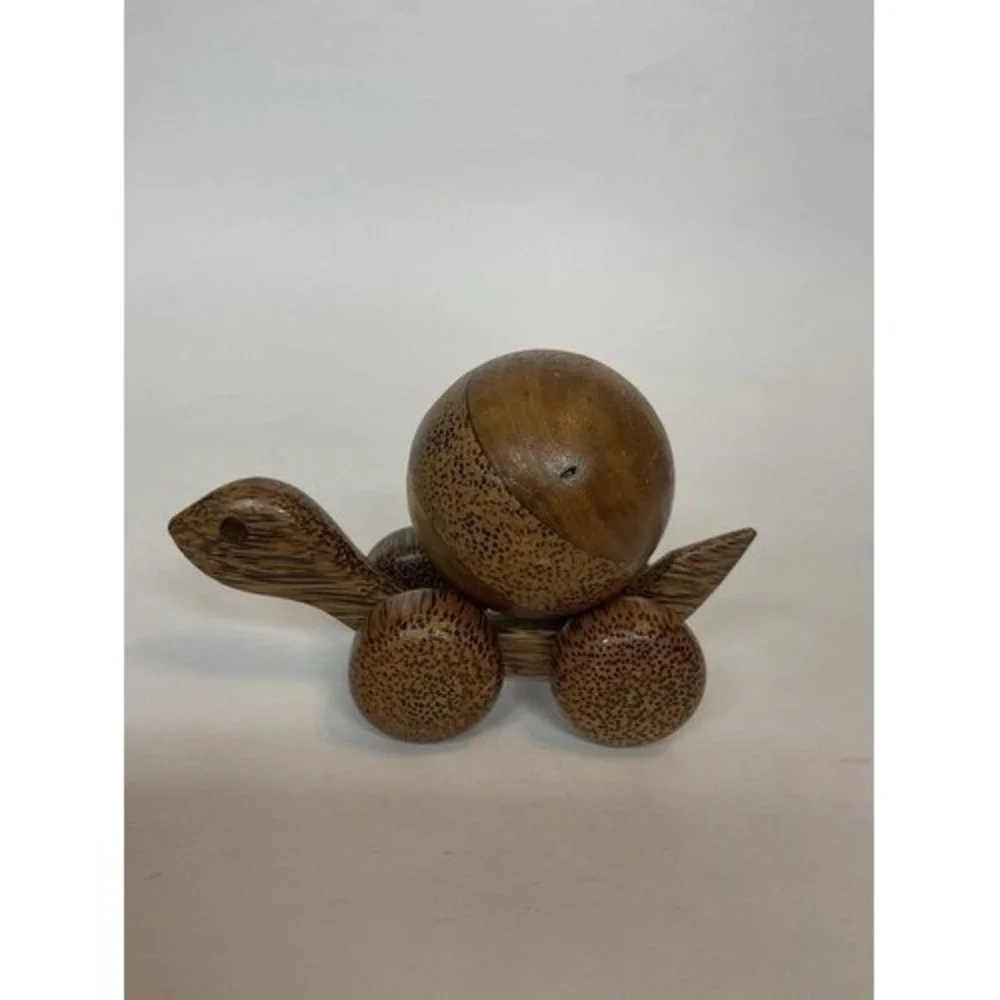 NWOB Turtle Push Toy Educational Wooden Toyon‎ Wheels With Rolling Ball On Top